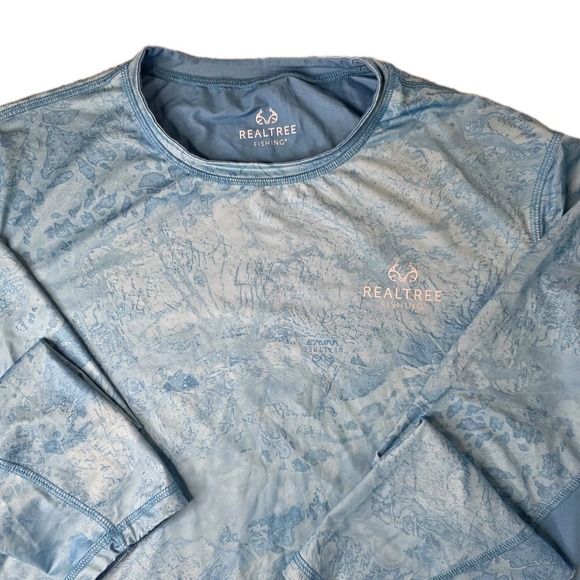 Realtree Men's 2XL Long Sleeve Stretch  Fishing Shirt Water Graphic Polyester - Picture 1 of 5